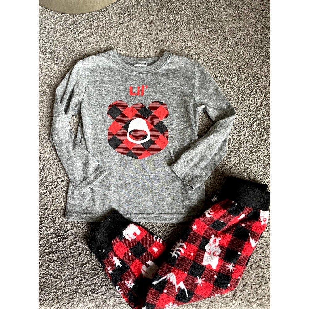 boys size 4 red/black plaid w/ polar bears christmas pj set